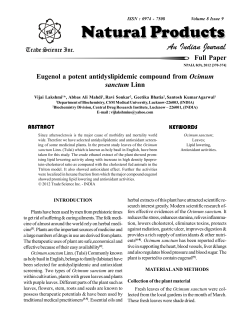 Eugenol a potent antidyslipidemic compound