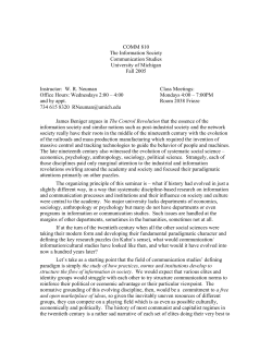 COMM 810 The Information Society Communication Studies