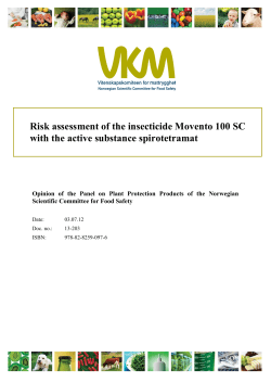 Risk assessment of the insecticide Movento 100 SC with the active