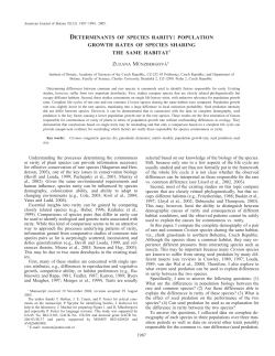 DETERMINANTS OF SPECIES RARITY: POPULATION GROWTH