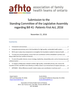 Submission to the Standing Committee of the Legislative Assembly