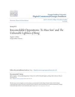 Irreconcilable Oppositions: "Es Muss Sein" and The Unbearable