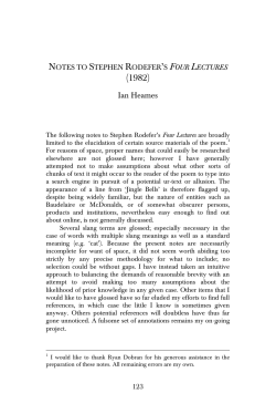Notes to Stephen Rodefer`s Four Lectures