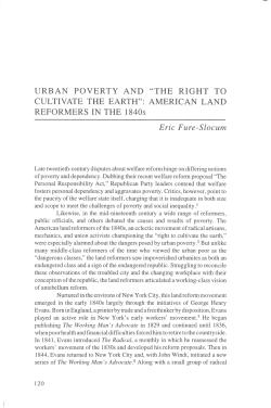 Urban Poverty and "The Right to Cultivate the Earth": American Land
