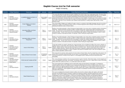 English Course List for Fall semester