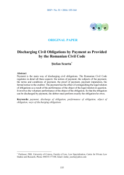 Discharging Civil Obligations by Payment as Provided by the