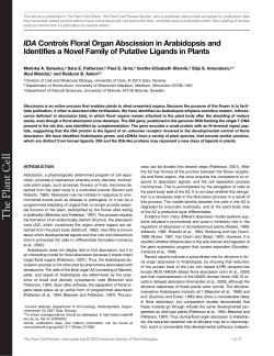 IDA Controls Floral Organ Abscission in Arabidopsis and Identifies a