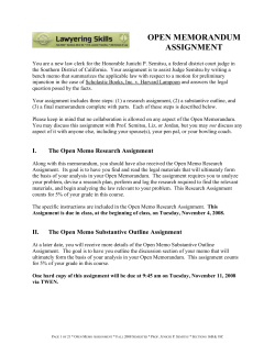 Open Memo Assignment - University of San Diego Home Pages