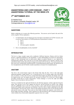 Anaesthesia and Liver Disease &ndash; Part 1