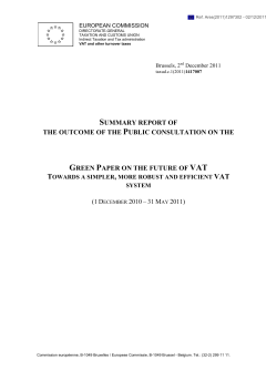 Summary Report Of The Outcome Of The Public Consultation On