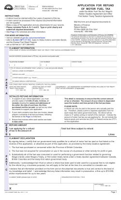 (Nisga`a), Motor Fuel Tax Refund Application
