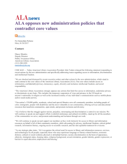 ALA opposes new administration policies that contradict