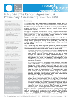 The Cancun Agreement - The Climate Institute