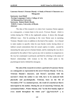 Laurence Sterne`s Tristram Shandy :A Study of Sterne`s Character
