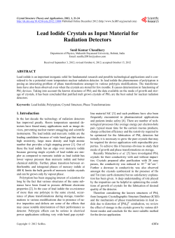 Lead Iodide Crystals as Input Material for Radiation Detectors