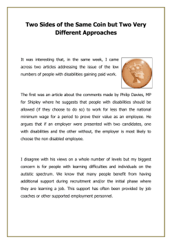 Two Sides of the Same Coin - The Centre for Welfare Reform