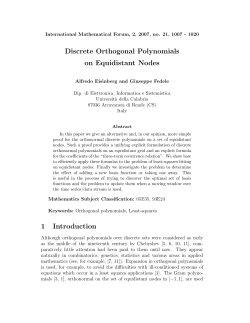 Discrete Orthogonal Polynomials on Equidistant Nodes 1 Introduction
