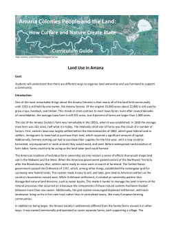 Amana Colonies People and the Land: