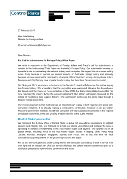 Control Risks (Sydney) - Department of Foreign Affairs and Trade