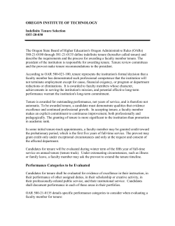 Possible Outline for Indefinite Tenure Selection Policy