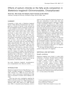 Effects of sodium chloride on the fatty acids
