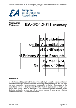 of Certification of Primary Sector Products on the Accreditation EA