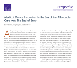 Medical Device Innovation in the Era of the Affordable Care Act: The