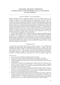 IMAGINING THE BODY CORPORATE: AlternAtives to the