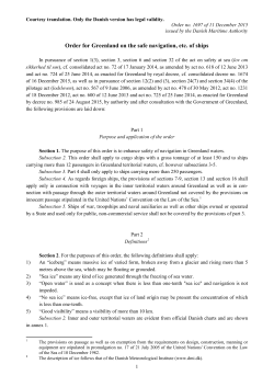Order for Greenland on the safe navigation, etc. of ships