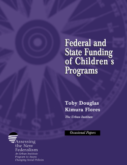 Federal and State Funding of Children`s Programs