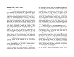 1 Selections from Aristotle`s Politics Book I, Chapter 2 He who thus