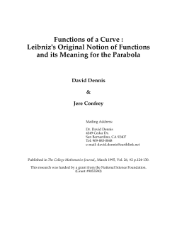 Functions of a Curve - Quadrivium Home Page