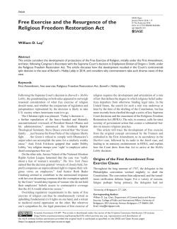 Free Exercise and the Resurgence of the Religious