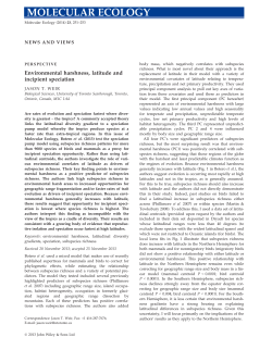 Environmental harshness, latitude and incipient speciation