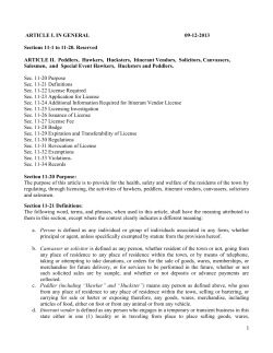 Vendor Regulations - Town of Southington