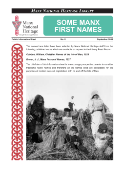 Manx Names - Manx National Heritage