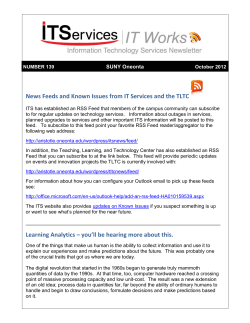 News Feeds and Known Issues from IT Services and the TLTC