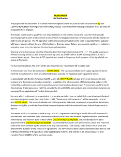 MUNICIPALITY Bid Notification The purpose of this document is to