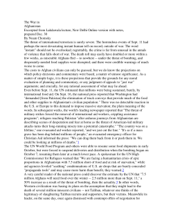 The War in Afghanistan Excerpted from Lakdawala lecture, New