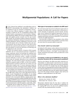 Multiparental Populations: A Call for Papers