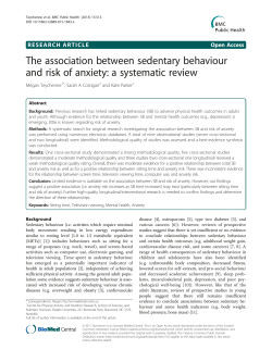 The association between sedentary behaviour and risk of anxiety: a