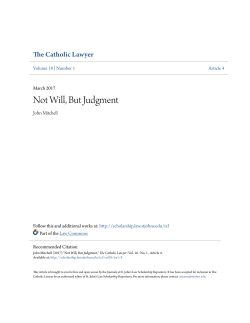 Not Will, But Judgment - St. John`s Law Scholarship Repository