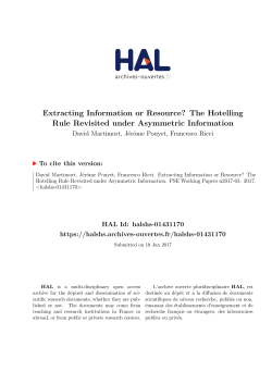 Extracting Information or Resource? The Hotelling Rule - Hal-SHS