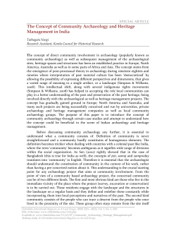The Concept of Community Archaeology and Heritage