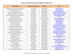 Service Learning and Community Engagement Agency - OSU-OKC