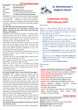 Sunday Letter - 26 Feb 2017 - St Bartholomews Anglican Church