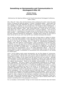 Something on Hermeneutics and Communication in Kierkegaard