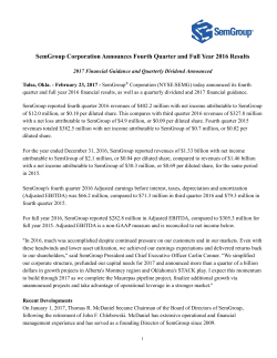 SemGroup Corporation Announces Fourth Quarter and Full Year
