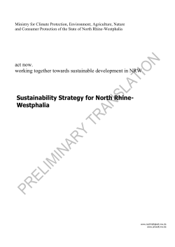Sustainability Strategy for North Rhine- Westphalia