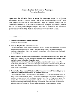 Amazon Catalyst &ndash; University of Washington Application Questions